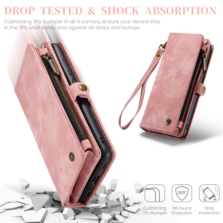 For Samsung Galaxy A25 4G CaseMe 008 Multifunctional Zipper Wallet Leather Phone Case with Lanyard(Pink) - Galaxy Phone Cases by CaseMe | Online Shopping South Africa | PMC Jewellery | Buy Now Pay Later Mobicred