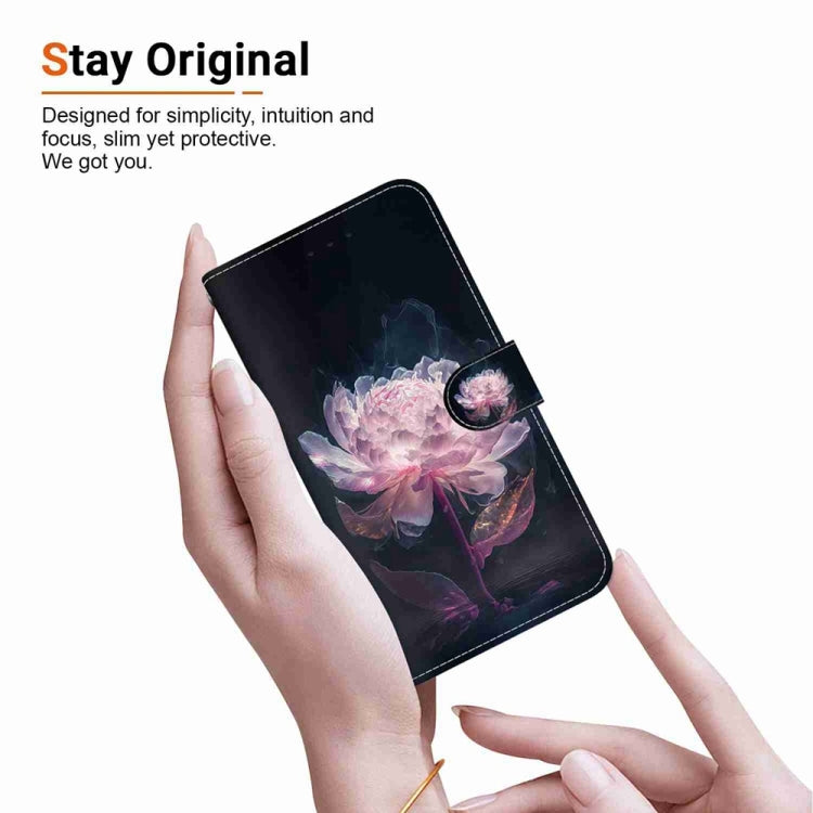 For Motorola Edge 2024 Crystal Texture Colored Drawing Leather Phone Case(Purple Peony) - free shipping - PMC Jewellery - Order now!