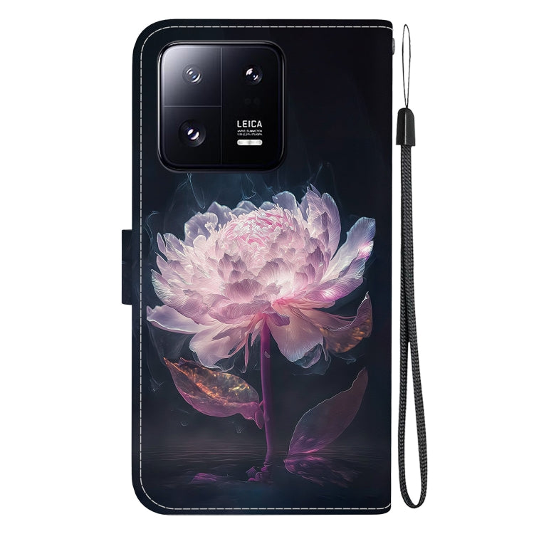 For Xiaomi 13 Pro 5G Crystal Texture Colored Drawing Leather Phone Case(Purple Peony) - 13 Pro Cases by PMC TechLife | Online Shopping South Africa | PMC TechLife | Buy Now Pay Later Mobicred