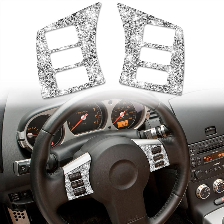 For Nissan 350Z 2003-2009 2pcs Car Steering Wheel Button Frame A Diamond Sticker,Left and Right Drive Universal - Car Interior Mouldings by PMC Jewellery | Online Shopping South Africa | PMC Jewellery | Buy Now Pay Later Mobicred