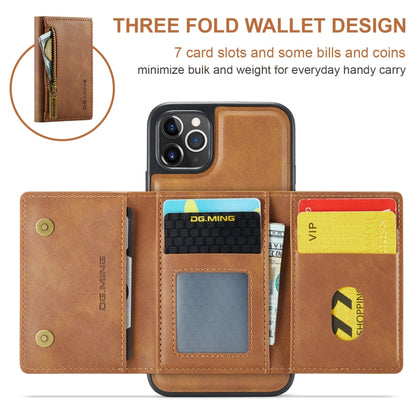 For iPhone 11 Pro Max DG.MING M5 Series Zip RFID Multi Card Detachable Leather Phone Case(Brown) - iPhone 11 Pro Max Cases by DG.MING | Online Shopping South Africa | PMC Jewellery