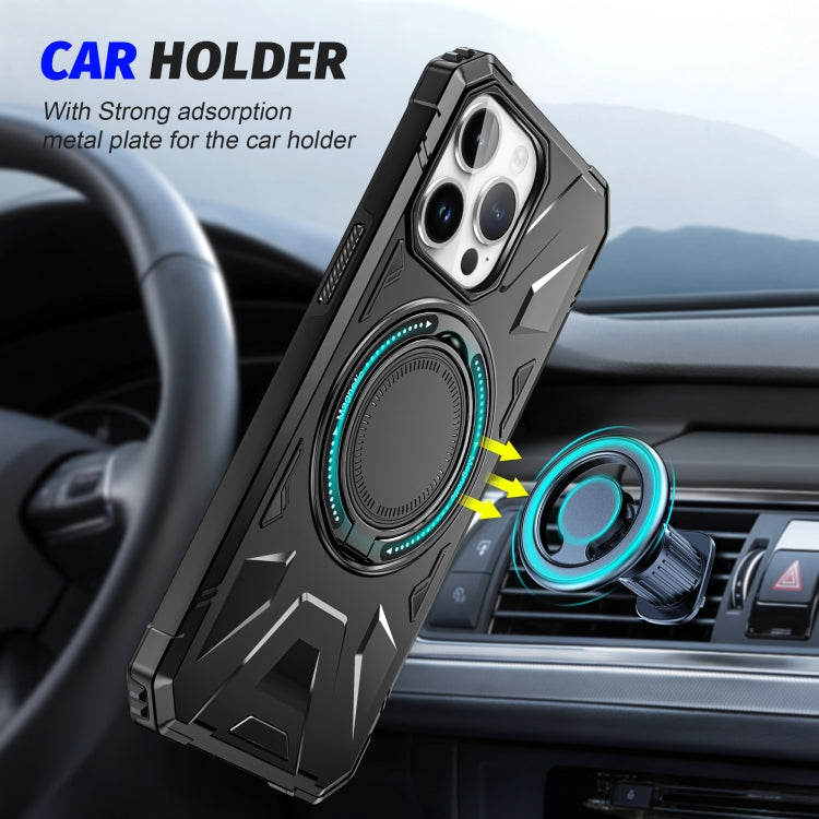 For iPhone 15 MagSafe Magnetic Shockproof Phone Case with Ring Holder(Black) - iPhone 15 Cases by PMC TechLife | Online Shopping South Africa | PMC TechLife