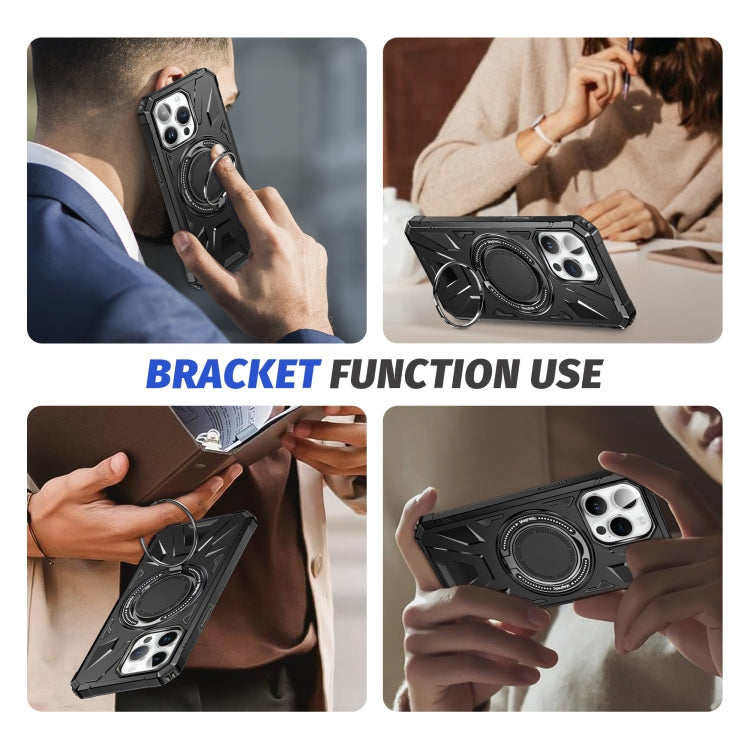 For iPhone 15 MagSafe Magnetic Shockproof Phone Case with Ring Holder(Black) - iPhone 15 Cases by PMC TechLife | Online Shopping South Africa | PMC TechLife
