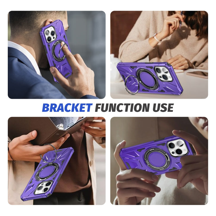 For iPhone 15 MagSafe Magnetic Shockproof Phone Case with Ring Holder(Purple) - iPhone 15 Cases by PMC TechLife | Online Shopping South Africa | PMC TechLife
