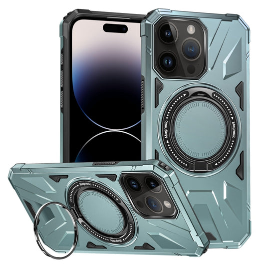 For iPhone 14 Pro Max MagSafe Magnetic Shockproof Phone Case with Ring Holder(Green) - iPhone 14 Pro Max Cases by PMC Jewellery | Online Shopping South Africa | PMC Jewellery