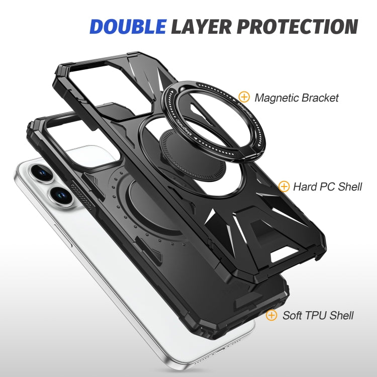 For iPhone 13 Pro Max MagSafe Magnetic Shockproof Phone Case with Ring Holder(Black) - iPhone 13 Pro Max Cases by PMC TechLife | Online Shopping South Africa | PMC TechLife | Buy Now Pay Later Mobicred