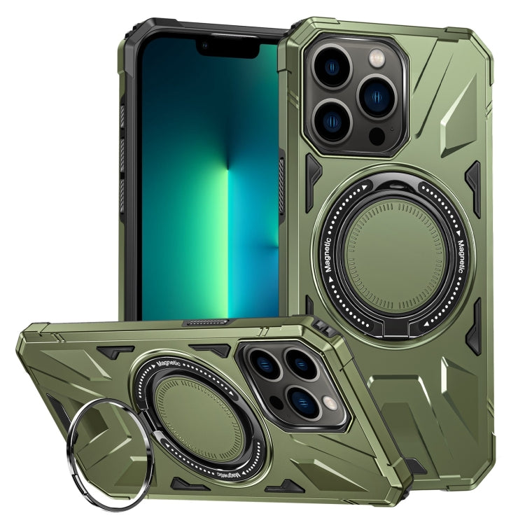 For iPhone 13 Pro Max MagSafe Magnetic Shockproof Phone Case with Ring Holder(Dark Green) - iPhone 13 Pro Max Cases by PMC TechLife | Online Shopping South Africa | PMC TechLife