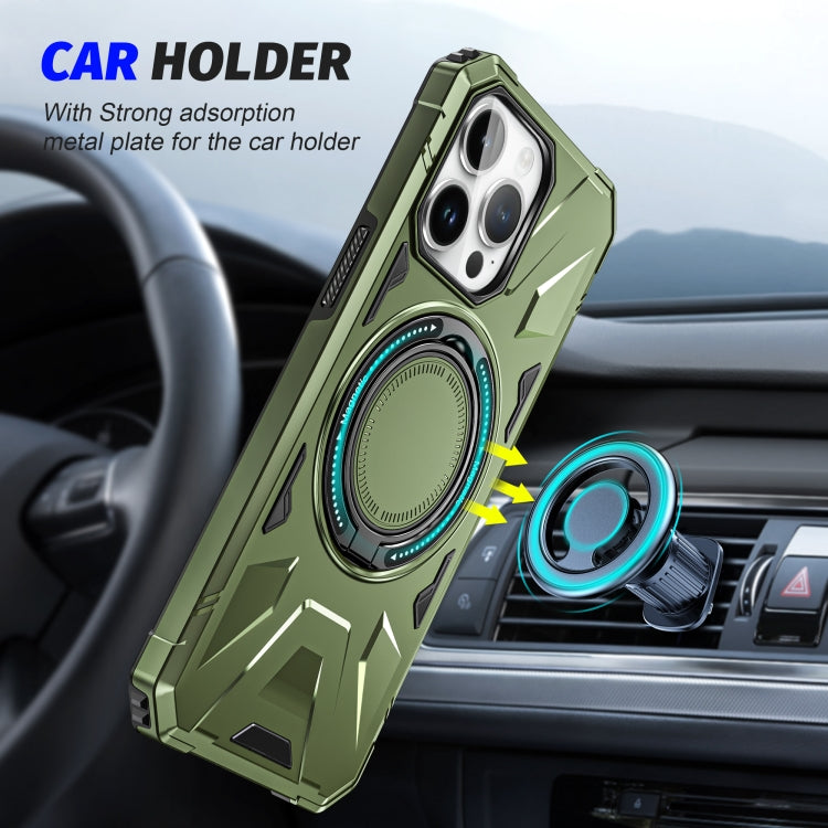 For iPhone 13 Pro Max MagSafe Magnetic Shockproof Phone Case with Ring Holder(Dark Green) - iPhone 13 Pro Max Cases by PMC TechLife | Online Shopping South Africa | PMC TechLife