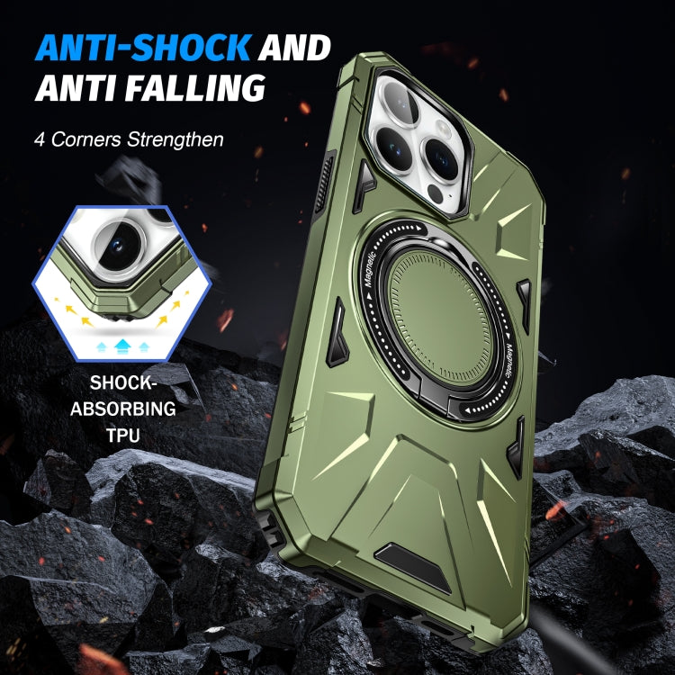 For iPhone 13 Pro Max MagSafe Magnetic Shockproof Phone Case with Ring Holder(Dark Green) - iPhone 13 Pro Max Cases by PMC TechLife | Online Shopping South Africa | PMC TechLife