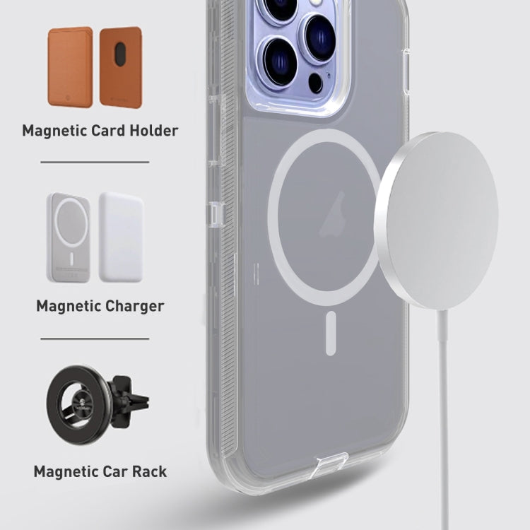 For iPhone 14 Shockproof MagSafe Magnetic Phone Case(Transparent Grey) - iPhone 14 Cases by PMC TechLife | Online Shopping South Africa | PMC TechLife