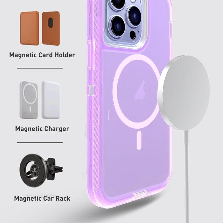 For iPhone 13 Pro Shockproof MagSafe Magnetic Phone Case(Transparent Purple) - iPhone 13 Pro Cases by PMC TechLife | Online Shopping South Africa | PMC TechLife