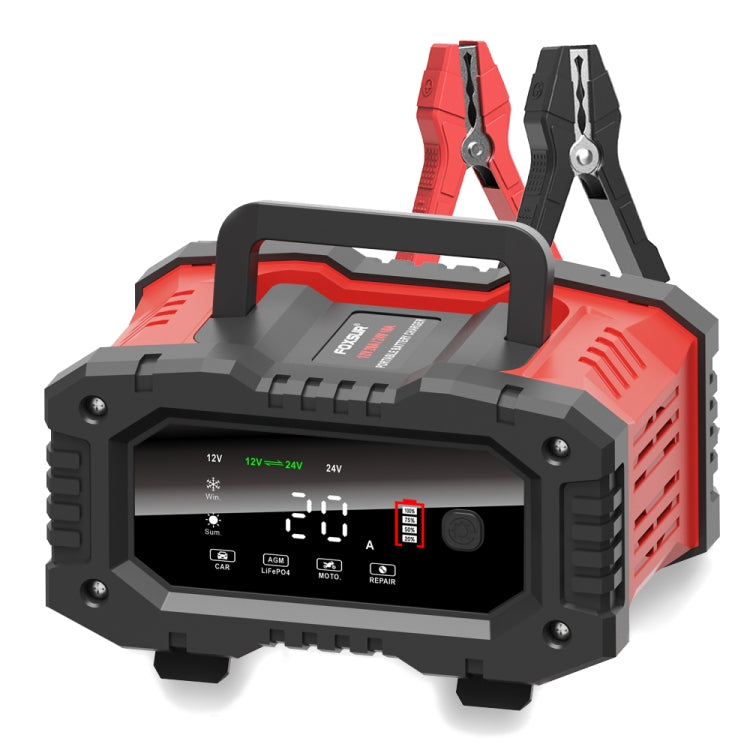 FOXSUR 12V / 24V 20A 300W Portable Motorcycle Car Smart Battery Charger(EU Plug) - free shipping - PMC TechLife - Order now!