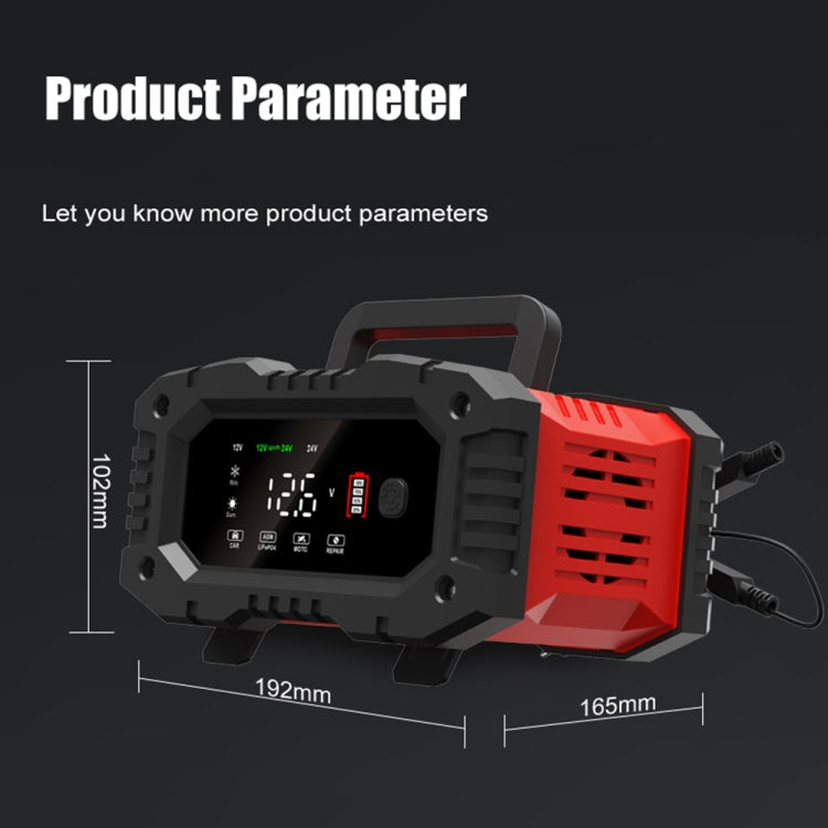 FOXSUR 12V / 24V 20A 300W Portable Motorcycle Car Smart Battery Charger(EU Plug) - free shipping - PMC TechLife - Order now!