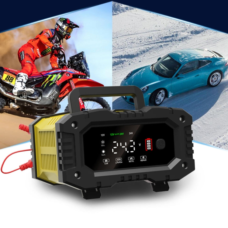 FOXSUR 12V / 24V 10A Portable Motorcycle Car Smart Battery Charger(EU Plug) - free shipping - PMC TechLife - Order now!