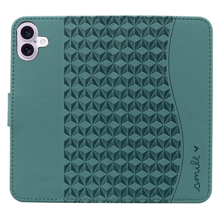 For iPhone 16 Business Diamond Buckle Leather Phone Case with Lanyard(Green) - iPhone 16 Cases by PMC TechLife | Online Shopping South Africa | PMC TechLife | Buy Now Pay Later Mobicred