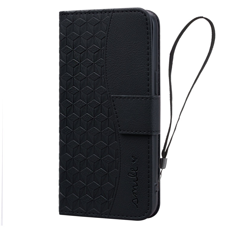 For iPhone 16 Business Diamond Buckle Leather Phone Case with Lanyard(Black) - iPhone 16 Cases by PMC TechLife | Online Shopping South Africa | PMC TechLife | Buy Now Pay Later Mobicred