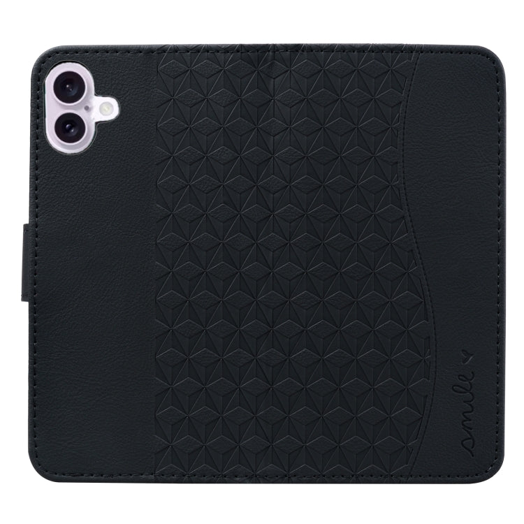 For iPhone 16 Business Diamond Buckle Leather Phone Case with Lanyard(Black) - iPhone 16 Cases by PMC TechLife | Online Shopping South Africa | PMC TechLife | Buy Now Pay Later Mobicred