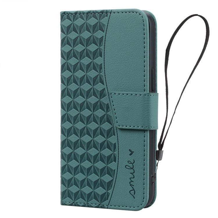 For iPhone 16 Pro Business Diamond Buckle Leather Phone Case with Lanyard(Green) - iPhone 16 Pro Cases by PMC TechLife | Online Shopping South Africa | PMC TechLife | Buy Now Pay Later Mobicred