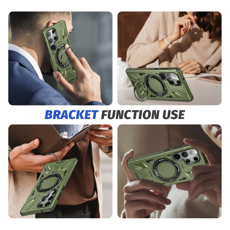 For Samsung Galaxy S23+ 5G MagSafe Magnetic Shockproof Phone Case with Ring Holder(Dark Green) - Galaxy S23+ 5G Cases by PMC Jewellery | Online Shopping South Africa | PMC Jewellery