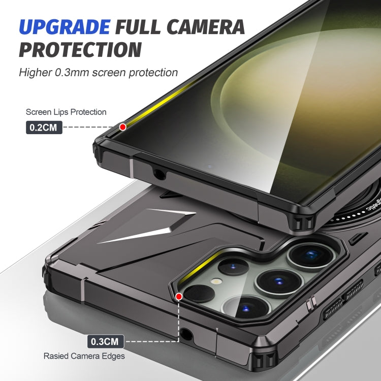 For Samsung Galaxy S23 Ultra 5G MagSafe Magnetic Shockproof Phone Case with Ring Holder(Dark Grey) - Galaxy S23 Ultra 5G Cases by PMC TechLife | Online Shopping South Africa | PMC TechLife