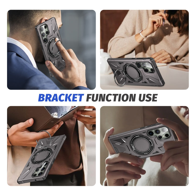For Samsung Galaxy S23 Ultra 5G MagSafe Magnetic Shockproof Phone Case with Ring Holder(Dark Grey) - Galaxy S23 Ultra 5G Cases by PMC TechLife | Online Shopping South Africa | PMC TechLife