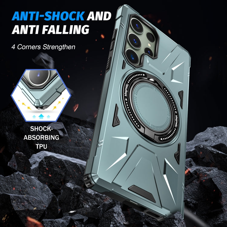 For Samsung Galaxy S24+ 5G MagSafe Magnetic Shockproof Phone Case with Ring Holder(Green) - Galaxy S24+ 5G Cases by PMC TechLife | Online Shopping South Africa | PMC TechLife