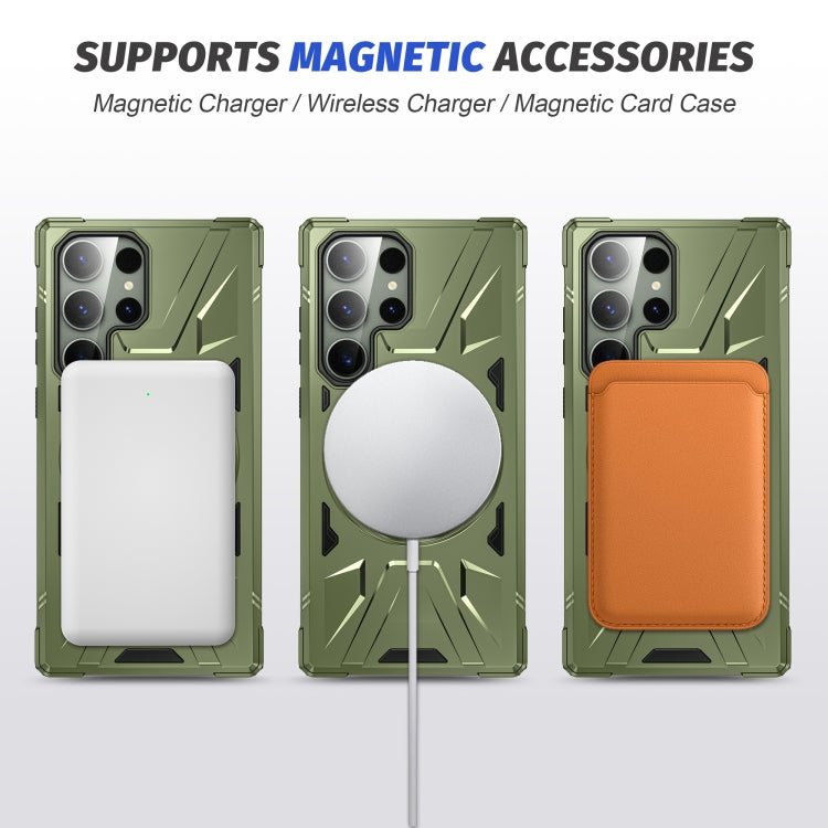 For Samsung Galaxy S24+ 5G MagSafe Magnetic Shockproof Phone Case with Ring Holder(Dark Green) - Galaxy S24+ 5G Cases by PMC Jewellery | Online Shopping South Africa | PMC Jewellery