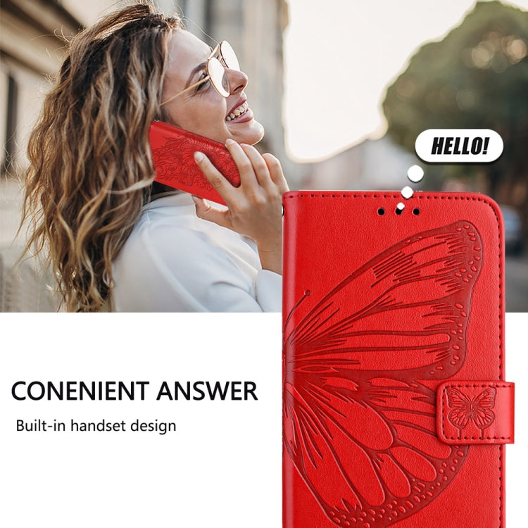 For Honor Magic6 Pro 5G Global Embossed Butterfly Leather Phone Case(Red) - Honor Cases by PMC Jewellery | Online Shopping South Africa | PMC Jewellery | Buy Now Pay Later Mobicred