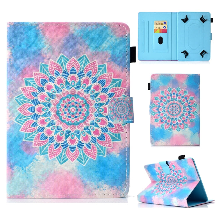 For 10 inch Universal Colored Drawing Stitching Leather Tablet Case(Datura Flowers) - 10 - 11 inch by PMC TechLife | Online Shopping South Africa | PMC TechLife | Buy Now Pay Later Mobicred