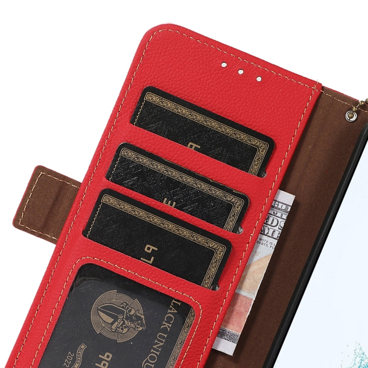 For Google Pixel 8A Side-Magnetic TJ Genuine Leather RFID Phone Case(Red) - Google Cases by PMC TechLife | Online Shopping South Africa | PMC TechLife | Buy Now Pay Later Mobicred