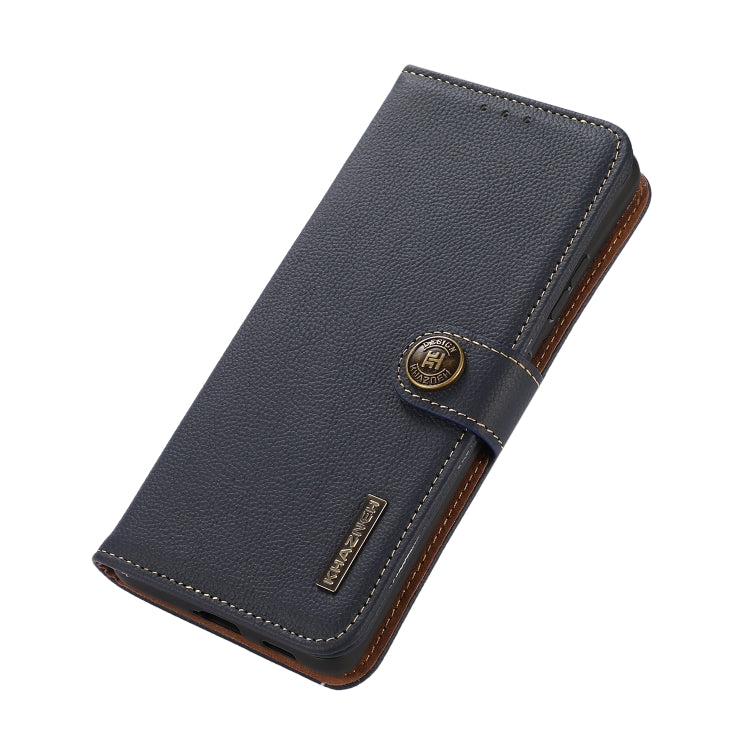 For Google Pixel 8a KHAZNEH Custer Genuine Leather RFID Phone Case(Blue) - Google Cases by PMC TechLife | Online Shopping South Africa | PMC TechLife | Buy Now Pay Later Mobicred