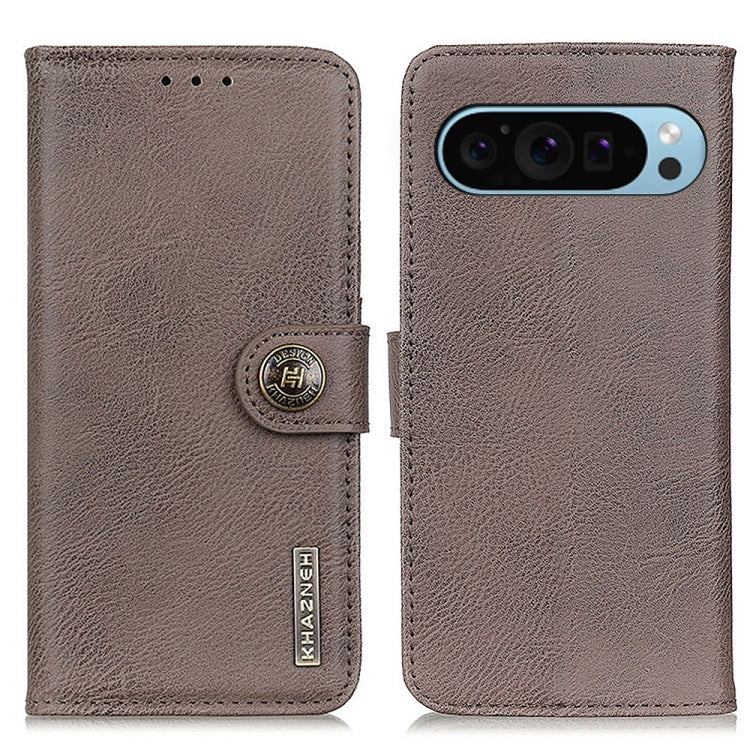 For Google Pixel 9 KHAZNEH Cowhide Texture Horizontal Flip Leather Phone Case(Khaki) - Google Cases by PMC TechLife | Online Shopping South Africa | PMC TechLife | Buy Now Pay Later Mobicred