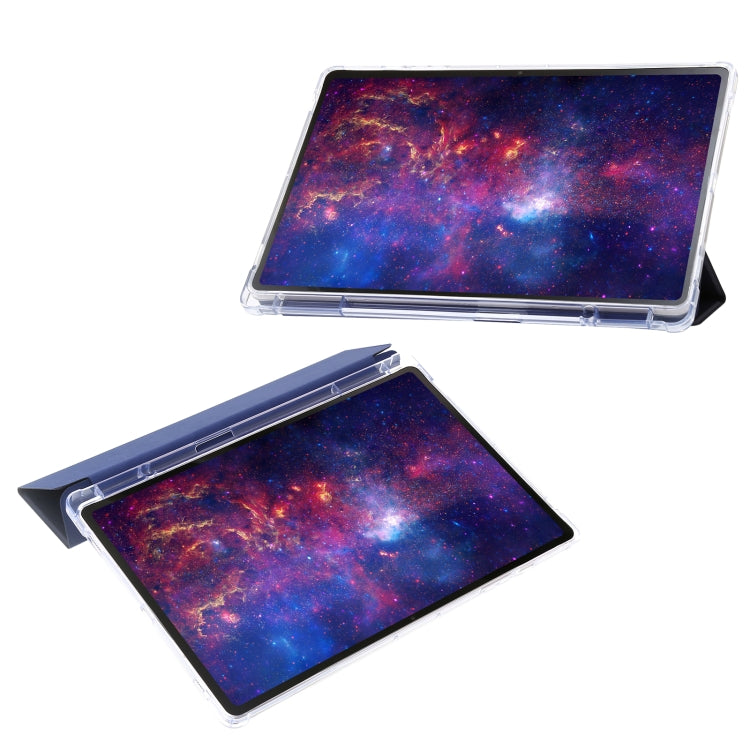 For Samsung Galaxy Tab S9 3-Fold Clear Acrylic Leather Tablet Case(Dark Blue) - Galaxy Tab S9 Cases by PMC Jewellery | Online Shopping South Africa | PMC Jewellery | Buy Now Pay Later Mobicred