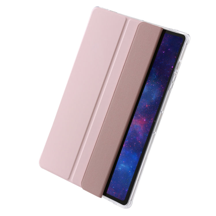 For Samsung Galaxy Tab S10 Ultra 3-Fold Clear Acrylic Leather Tablet Case(Pink) - Tab S10 Ultra Cases by PMC Jewellery | Online Shopping South Africa | PMC Jewellery | Buy Now Pay Later Mobicred