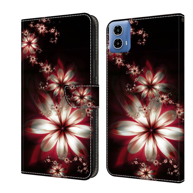 For Motorola Moto G34 Crystal 3D Shockproof Protective Leather Phone Case(Fantastic Flower) - Motorola Cases by PMC TechLife | Online Shopping South Africa | PMC TechLife | Buy Now Pay Later Mobicred