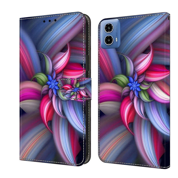 For Motorola Moto G34 Crystal 3D Shockproof Protective Leather Phone Case(Colorful Flower) - Motorola Cases by PMC TechLife | Online Shopping South Africa | PMC TechLife | Buy Now Pay Later Mobicred