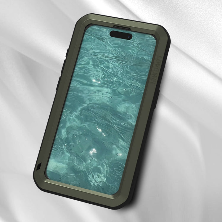 For iPhone 15 Pro LOVE MEI Metal Shockproof Life Waterproof Dustproof Phone Case(Black) - iPhone 15 Pro Cases by LOVE MEI | Online Shopping South Africa | PMC TechLife | Buy Now Pay Later Mobicred