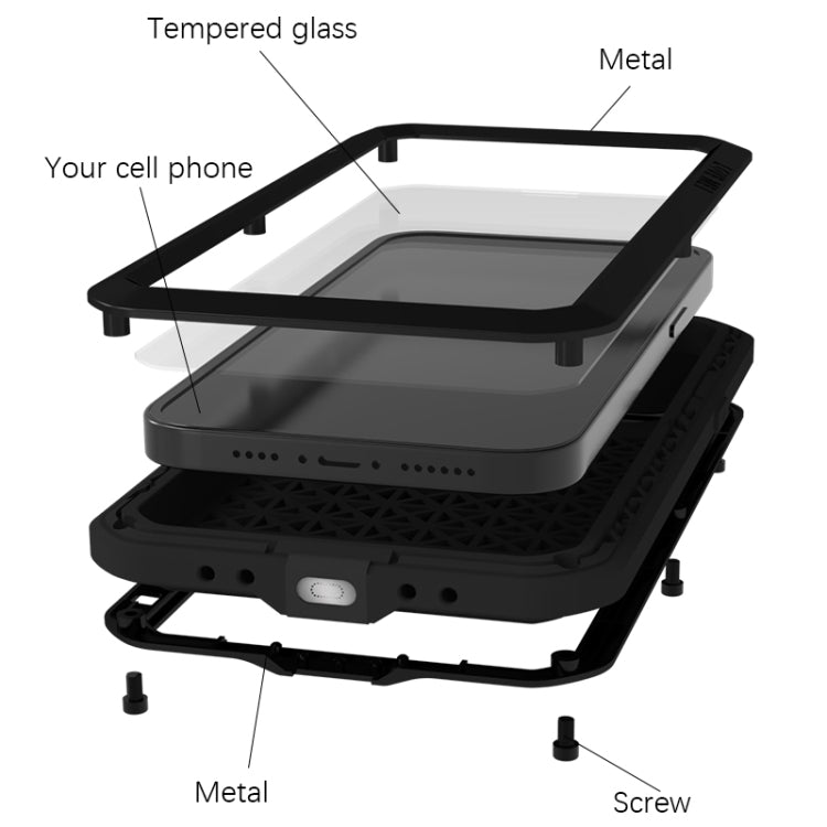 For iPhone 15 Pro LOVE MEI Metal Shockproof Life Waterproof Dustproof Phone Case(Red) - iPhone 15 Pro Cases by LOVE MEI | Online Shopping South Africa | PMC TechLife | Buy Now Pay Later Mobicred