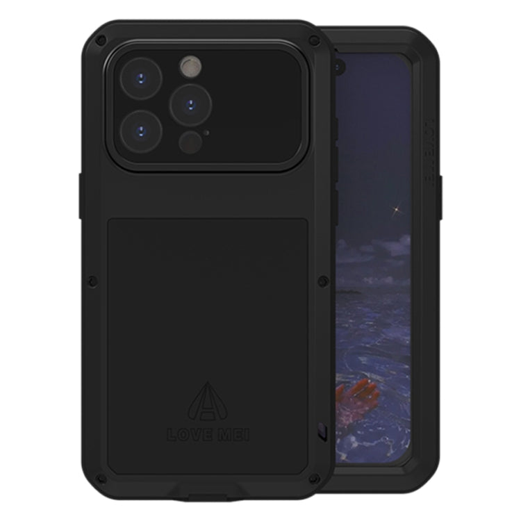 For iPhone 15 Pro Max LOVE MEI Metal Shockproof Life Waterproof Dustproof Phone Case(Black) - iPhone 15 Pro Max Cases by LOVE MEI | Online Shopping South Africa | PMC TechLife | Buy Now Pay Later Mobicred
