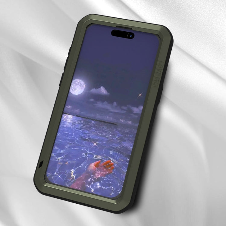 For iPhone 15 Pro Max LOVE MEI Metal Shockproof Life Waterproof Dustproof Phone Case(Silver) - iPhone 15 Pro Max Cases by LOVE MEI | Online Shopping South Africa | PMC Jewellery | Buy Now Pay Later Mobicred