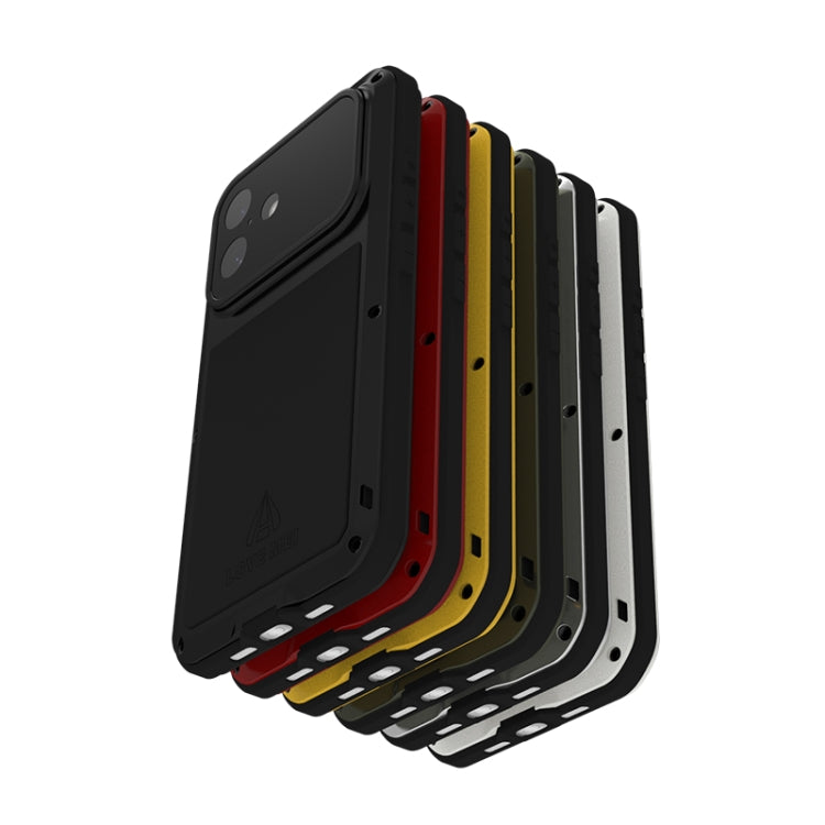 For iPhone 16 Pro Max LOVE MEI Metal Shockproof Life Waterproof Dustproof Phone Case(Black) - free shipping - PMC Jewellery - Order now!