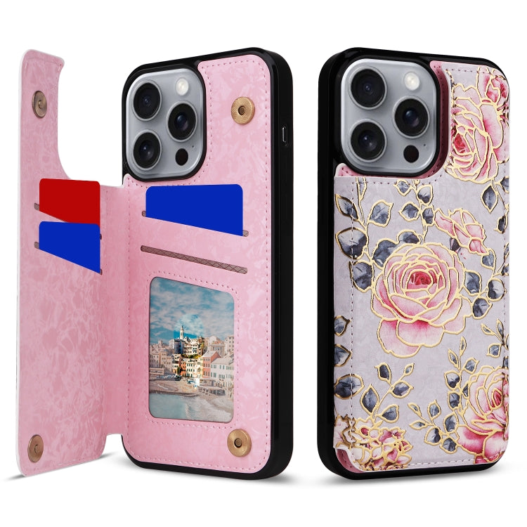 For iPhone 16 Pro Max Printed Double Buckle RFID Anti-theft Phone Case(Pastoral Rose) - iPhone 16 Pro Max Cases by PMC Jewellery | Online Shopping South Africa | PMC Jewellery | Buy Now Pay Later Mobicred