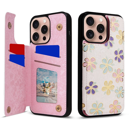 For iPhone 16 Pro Printed Double Buckle RFID Anti-theft Phone Case(Blossoming Flowers) - iPhone 16 Pro Cases by PMC Jewellery | Online Shopping South Africa | PMC Jewellery | Buy Now Pay Later Mobicred