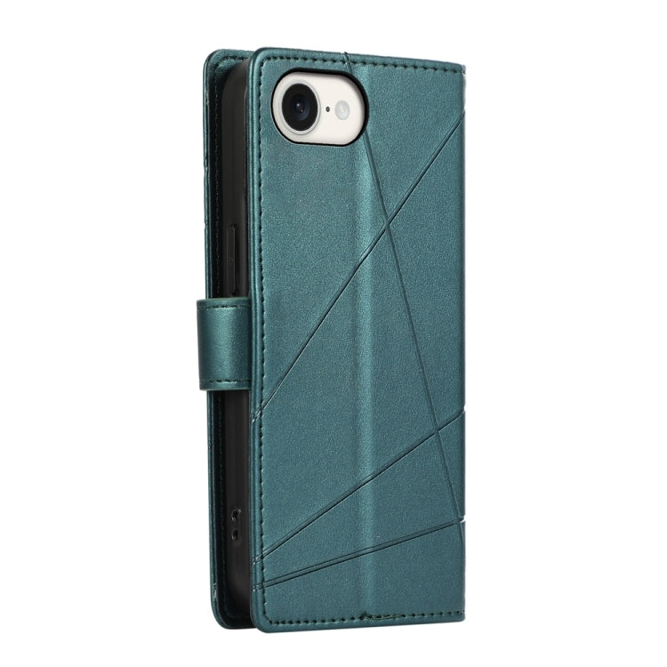 For iPhone 16e PU Genuine Leather Texture Embossed Line Phone Case(Green) - free shipping - PMC TechLife - Order now!