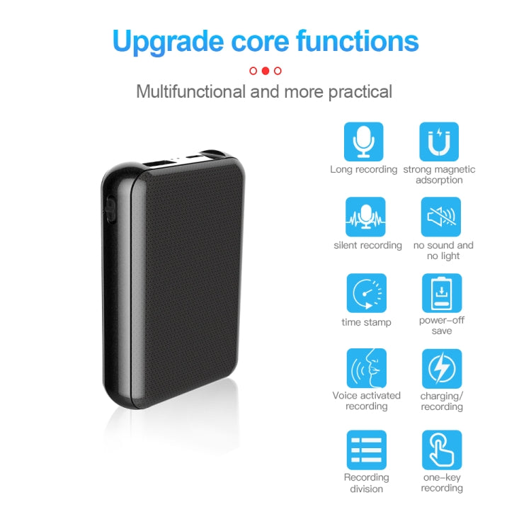 JNN Q75 Magnetic Power Bank Smart Voice Recorder, Memory:4GB(Black) - Recording Pen by JNN | Online Shopping South Africa | PMC TechLife | Buy Now Pay Later Mobicred