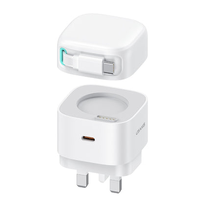 USAMS US-CC204 SMF Series PD35W Dual Type-C Port GaN Fast Charger, UK Plug(White) - USB Charger by USAMS | Online Shopping South Africa | PMC Jewellery | Buy Now Pay Later Mobicred