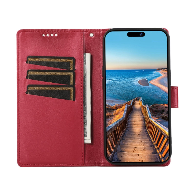 For Xiaomi Poco X4 Pro 5G PU Genuine Leather Texture Embossed Line Phone Case(Red) - Xiaomi Cases by PMC Jewellery | Online Shopping South Africa | PMC Jewellery | Buy Now Pay Later Mobicred