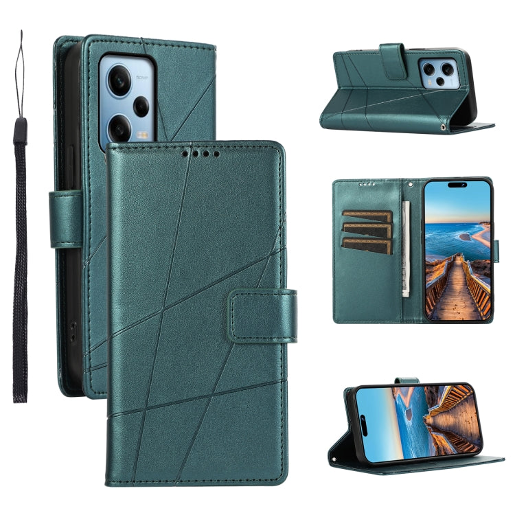 For Xiaomi Redmi Note 12 Pro 5G Global PU Genuine Leather Texture Embossed Line Phone Case(Green) - Xiaomi Cases by PMC TechLife | Online Shopping South Africa | PMC TechLife | Buy Now Pay Later Mobicred