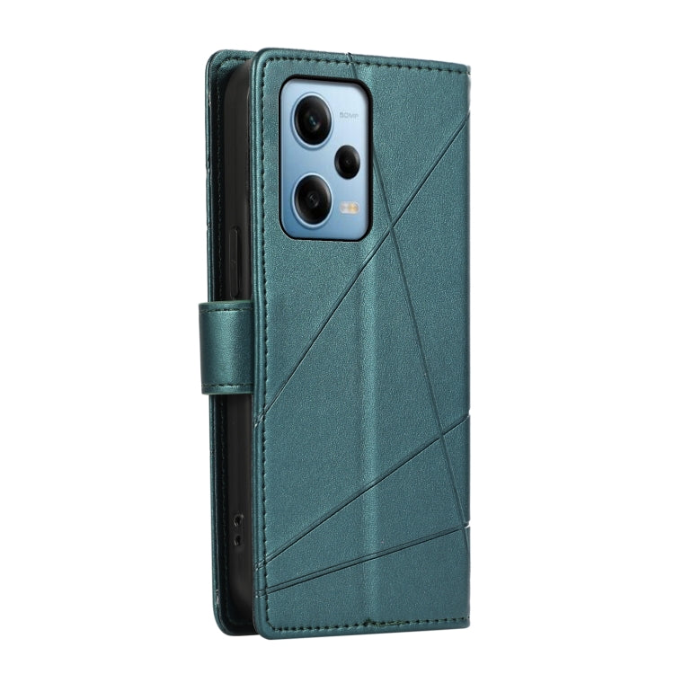 For Xiaomi Redmi Note 12 Pro 5G Global PU Genuine Leather Texture Embossed Line Phone Case(Green) - Xiaomi Cases by PMC TechLife | Online Shopping South Africa | PMC TechLife | Buy Now Pay Later Mobicred