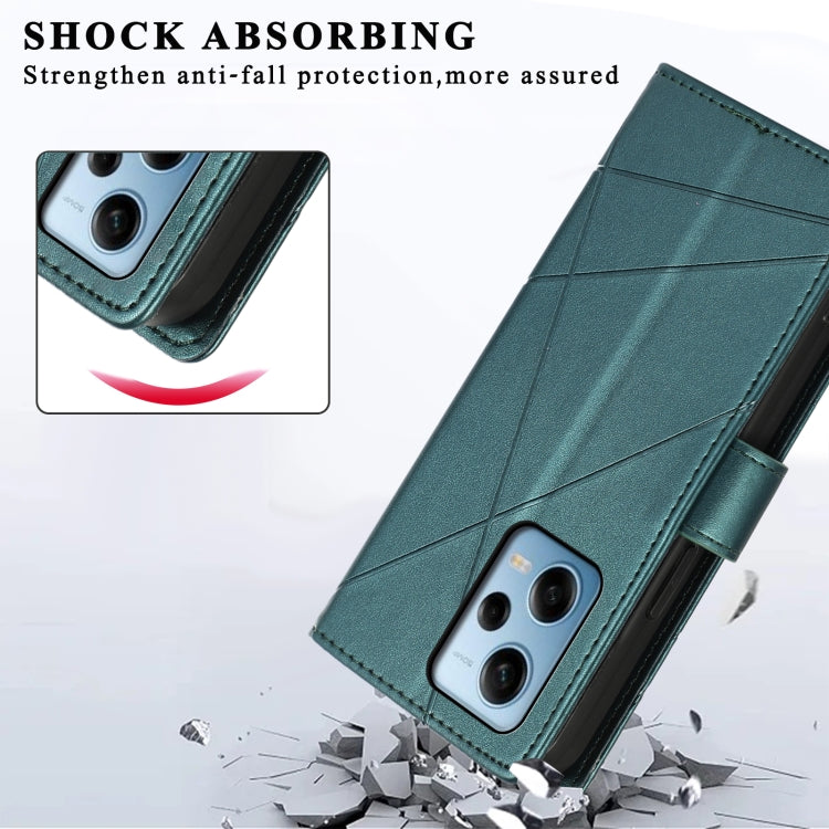 For Xiaomi Redmi Note 12 Pro 5G Global PU Genuine Leather Texture Embossed Line Phone Case(Green) - Xiaomi Cases by PMC TechLife | Online Shopping South Africa | PMC TechLife | Buy Now Pay Later Mobicred